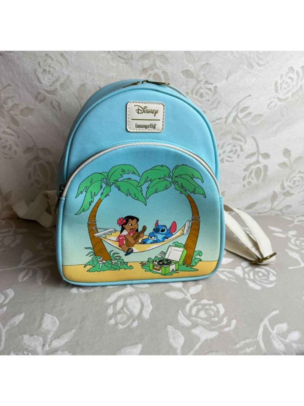 Disney Loungefly Lilo & Stitch Mini Backpack With Tropical Hammock Design - Picture 2 of 7